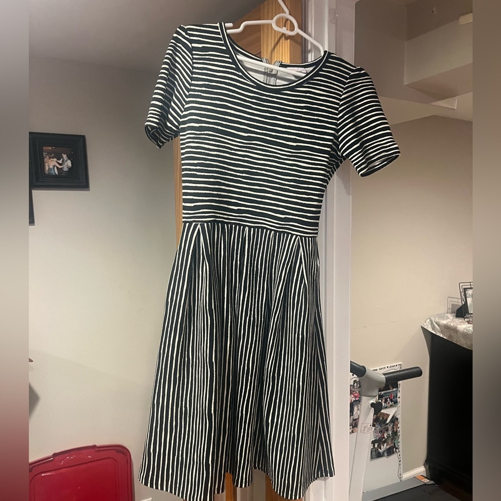 LuLaRoe Black and White Fit and Flare Dress